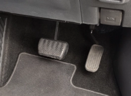 The driving pedals in Matt Bowdler's new car